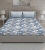 Blue Abstract 144 TC Cotton King Sized Bed Sheets with 2 Pillow Covers