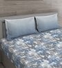 Blue Abstract 144 TC Cotton King Sized Bed Sheets with 2 Pillow Covers