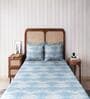 Blue Abstract 144 TC Cotton King Sized Double Bedsheet with 2 Pillow Covers Serene Casacde Collection