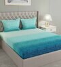 Blue Abstract 144 TC Cotton Queen Sized Bed Sheets with 2 Pillow Covers