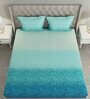Blue Abstract 144 TC Cotton Queen Sized Bed Sheets with 2 Pillow Covers