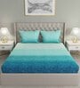 Blue Abstract 144 TC Cotton Queen Sized Bed Sheets with 2 Pillow Covers