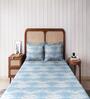 Blue Abstract 144 TC Cotton Queen Sized Double Bedsheet with 2 Pillow Covers Serene Casacde Collection