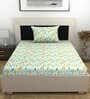 Blue Abstract 144 TC Cotton Single Bedsheet With 1 Pillow Cover
