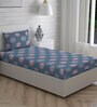 Blue Floral 144 TC Cotton Single Bed Sized Bed Sheets With 1 Pillow Cover