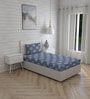 Blue Floral 144 TC Cotton Single Bed Sized Bed Sheets With 1 Pillow Cover