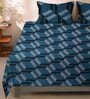 Blue Abstract 144 TC Microfiber Double King Sized Bedsheet With 2 Pillow Covers