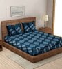 Blue Abstract 144 TC Microfiber Double King Sized Bedsheet With 2 Pillow Covers