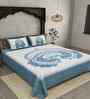 Blue Abstract 180 TC Cotton  King Sized Bedsheet with 2 Pillow Covers