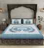 Blue Abstract 180 TC Cotton  King Sized Bedsheet with 2 Pillow Covers