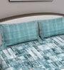 Blue Abstract 180 TC Cotton Queen Sized Bed Sheets with 2 Pillow Covers