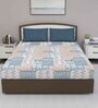 Blue Abstract 180 TC Cotton Queen Sized Bed Sheets with 2 Pillow Covers