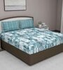 Blue Abstract 180 TC Cotton Queen Sized Bed Sheets with 2 Pillow Covers