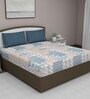 Blue Abstract 180 TC Cotton Queen Sized Bed Sheets with 2 Pillow Covers