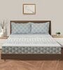 Blue Abstract 200 TC Cotton Double Bedsheet with 2 Pillow covers
