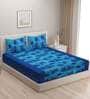 Blue Floral 200 TC Cotton 1 Double King Size Bedsheet with 2 Pillow Covers