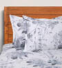 Blue Floral 200 TC Microfiber King Bedsheet with 2 Pillow Covers