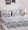 Blue Geometric 210 TC 100% Cotton King Sized Bed Sheets with 2 Pillow Covers