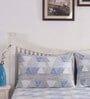 Blue Geometric 210 TC 100% Cotton King Sized Bed Sheets with 2 Pillow Covers