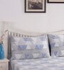 Blue Geometric 210 TC 100% Cotton King Sized Bed Sheets with 2 Pillow Covers