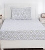 Blue Traditional 210 TC 100% Cotton Single Bed Sized Bed Sheets With 1 Pillow Cover