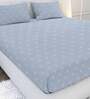 Blue Abstract 210 TC Cotton Satin King Size Bedsheet With 2 Pillow Covers