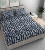Blue Abstract 210 TC Microfiber King Sized Fitted Bedsheet With 2 Pillow Covers