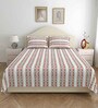 Maroon Abstract 220 Tc Cotton Super King Bedsheet With 2 Pillow Covers