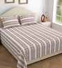 Maroon Abstract 220 Tc Cotton Super King Bedsheet With 2 Pillow Covers