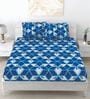 Blue Abstract 260 Tc Polycotton King Fitted Bedsheet With 2 Pillow Covers