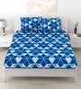 Blue Abstract 260 Tc Polycotton King Fitted Bedsheet With 2 Pillow Covers