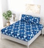 Blue Abstract 260 Tc Polycotton King Fitted Bedsheet With 2 Pillow Covers