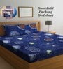 Blue Abstract 300 TC Cotton Blend Double King Sized Bedsheet With 2 Pillow Covers