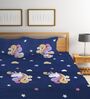 Blue Character Printed 300 TC Cotton Blend Double Queen Size Bedsheet With 2 Pillow Covers