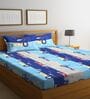Blue Vehicle Printed 300 TC Cotton Blend Double Queen Size Bedsheet With 2 Pillow Covers