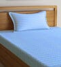 Blue Abstract 300 TC Cotton Fitted Single Bedsheet with 1 Pillow Cover