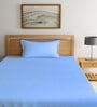 Blue Abstract 300 TC Cotton Fitted Single Bedsheet with 1 Pillow Cover