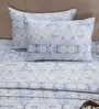 Blue Abstract 400 TC 100% Cotton King Bedsheet with 2 Pillow Covers