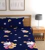 Blue Unicorn Print Bohemya 160 TC Microfiber Queen Sized Bedsheet with 2 Pillow Covers