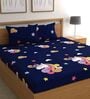 Blue Unicorn Print Bohemya 160 TC Microfiber Queen Sized Bedsheet with 2 Pillow Covers