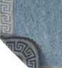 Blue Abstract Velvet 30x70 Inches 5 Seater Sofa Cover (Set of 6)
