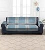 Blue Abstract Velvet 30x70 Inches 5 Seater Sofa Cover (Set of 6)