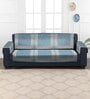 Blue Abstract Velvet 30x70 Inches 5 Seater Sofa Cover (Set of 6)