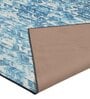 Blue Abstract Polyester 4 ft x 6 ft Machine made Carpet