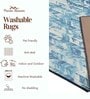 Blue Abstract Polyester 4 ft x 6 ft Machine made Carpet