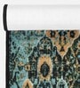 Blue Abstract Polyester 5 ft x 2 ft Machine Made Runner