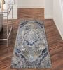 Blue Abstract Polyester 59x24 Inches Machine Made Floor Runner