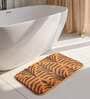 Brown Floral Polyester 28x20 Inches Anti Skid Bath Mat