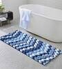 Blue Zig Zag Polyester AntiSkid Bathmat