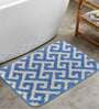 Blue Traditional Polyester 24x16 Inches Anti Skid Bath Mat